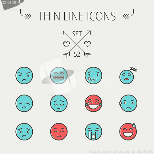 Image of Emoji thin line icon set