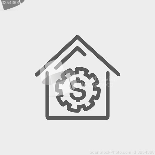 Image of House online payment thin line icon