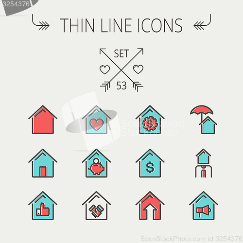 Image of Real Estate thin line icon set