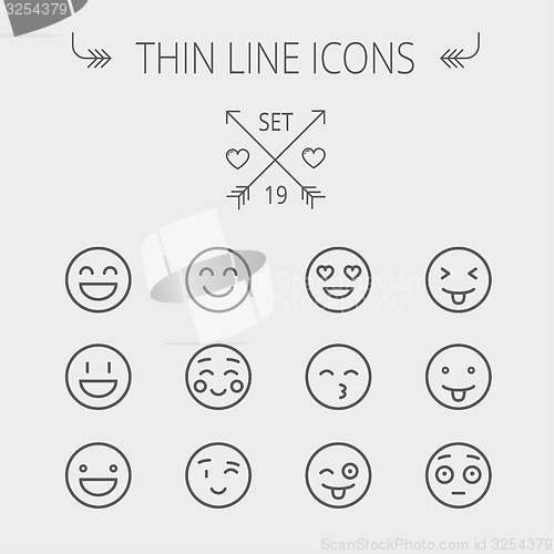 Image of Emoji thin line icon set