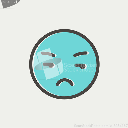 Image of Unhappy face thin line icon