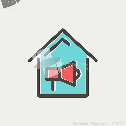 Image of House fire alarm thin line icon