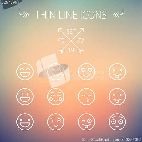 Image of Emoji thin line icon set