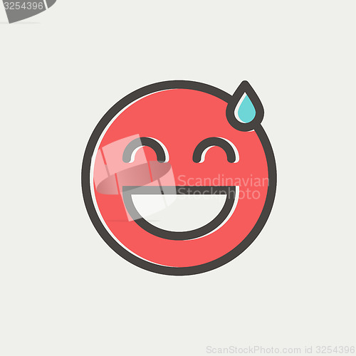 Image of Happy sweat face thin line icon