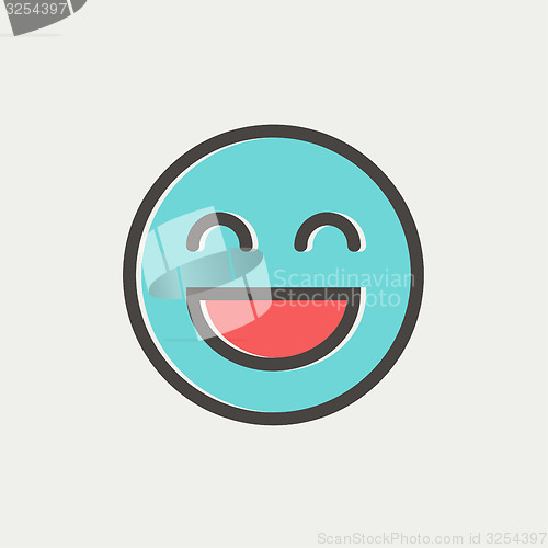 Image of Cheerful emoji thin line icon