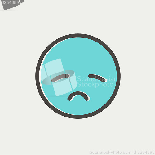 Image of Sad face thin line icon