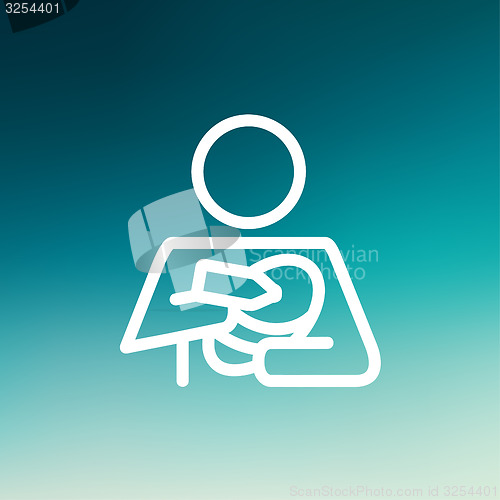 Image of Mother and baby breastfeeding thin line icon
