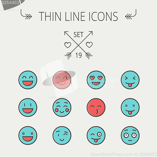 Image of Emoji thin line icon set