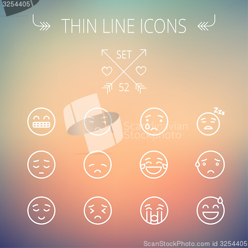 Image of Emoji thin line icon set