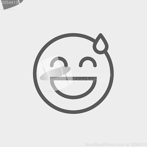 Image of Happy sweat face thin line icon