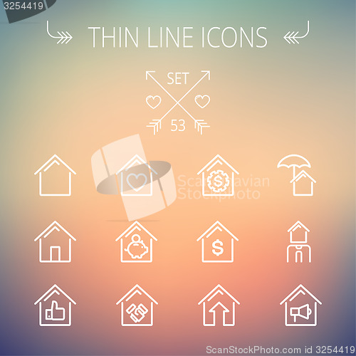 Image of Real Estate thin line icon set