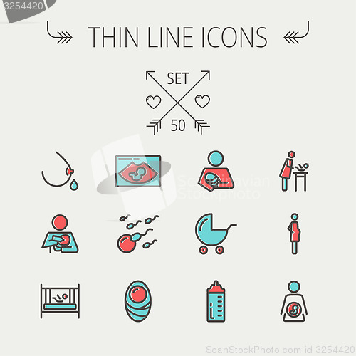 Image of Medicine thin line icon set