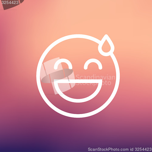 Image of Happy sweat face thin line icon