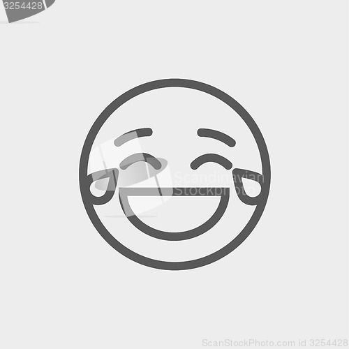 Image of Laughing emoticon with tears of joy thin line icon