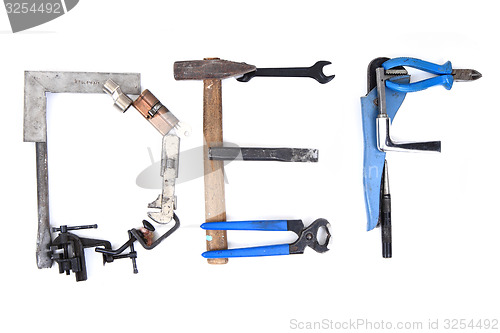 Image of tool mechanical as alphabet isolated 