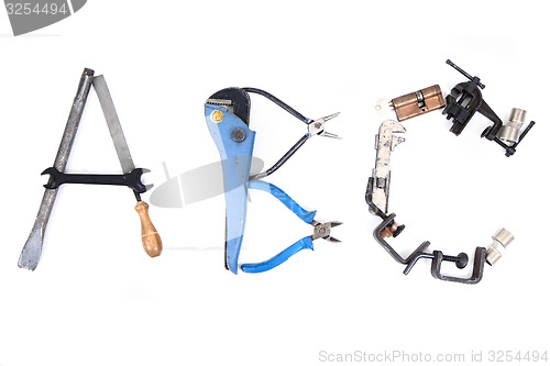 Image of tool mechanical as alphabet isolated 