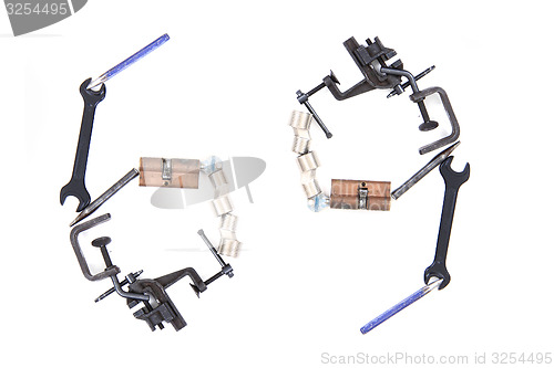 Image of tool mechanical as alphabet isolated 