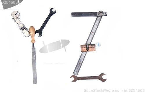 Image of tool mechanical as alphabet isolated 