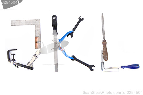 Image of tool mechanical as alphabet isolated 