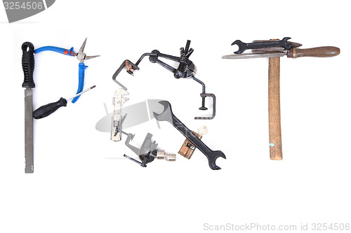 Image of tool mechanical as alphabet isolated 