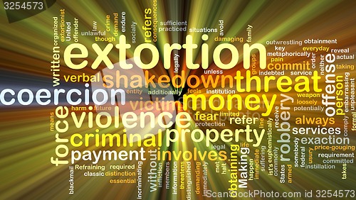 Image of Extortion background concept glowing