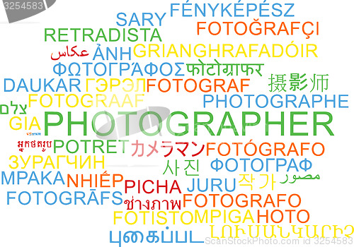 Image of Photographer multilanguage wordcloud background concept