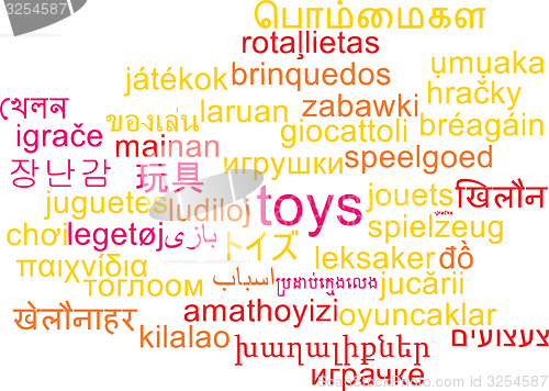Image of Toys multilanguage wordcloud background concept