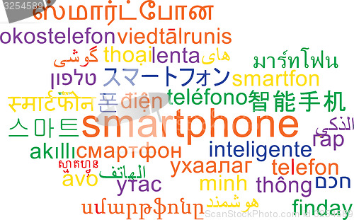 Image of Smartphone multilanguage wordcloud background concept