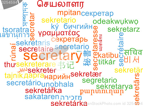 Image of Secretary multilanguage wordcloud background concept