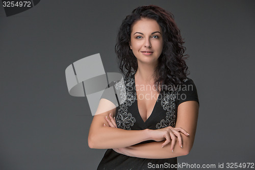 Image of Portrait of beautiful dark-haired young woman