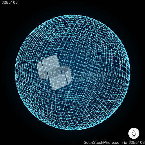 Image of 3d sphere. Global digital connections. Technology concept. 