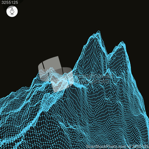 Image of Abstract landscape background. Cyberspace grid. 