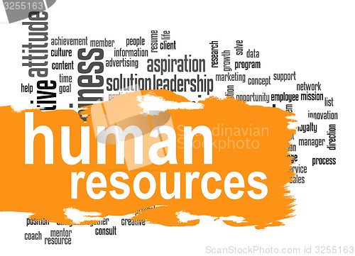 Image of Human resources word cloud with orange banner