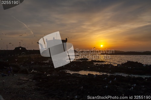 Image of Essaouira coastal town in sunset