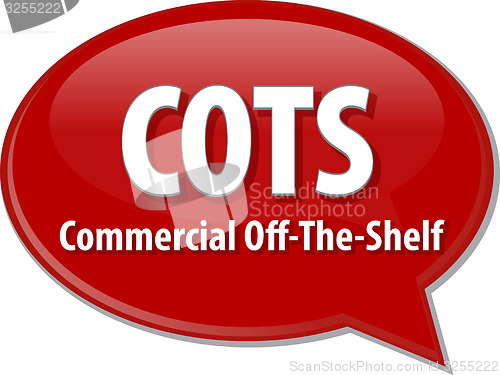 Image of COTS acronym word speech bubble illustration