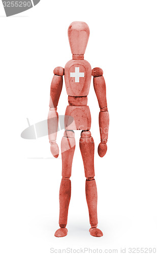 Image of Wood figure mannequin with flag bodypaint - Switzerland