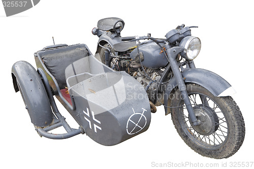 Image of WW2 military motorcycle with sidecar