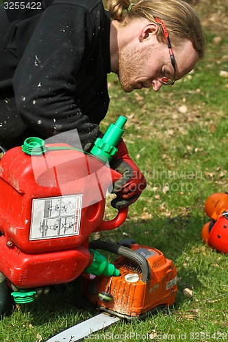 Image of Woodcutter in action in denmark 