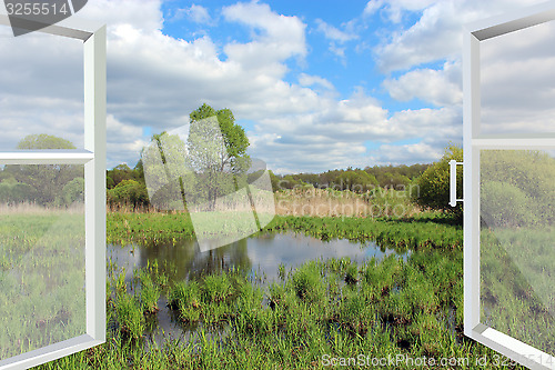 Image of window to the summer landscape