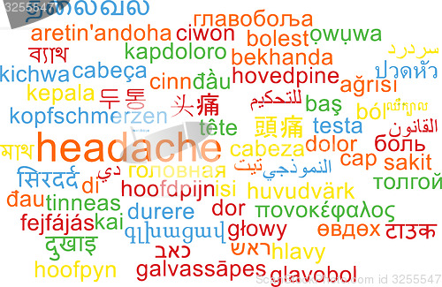 Image of Headache multilanguage wordcloud background concept