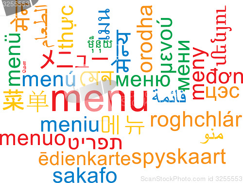 Image of Menu multilanguage wordcloud background concept