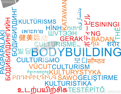 Image of Bodybuilding multilanguage wordcloud background concept