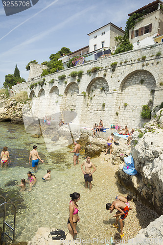 Image of People on city beach in Rovinj