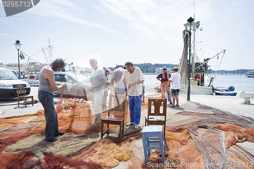 Image of Fishermen with driftnet in Rovinj 