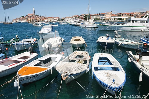 Image of Boats with town of Rovinj in background