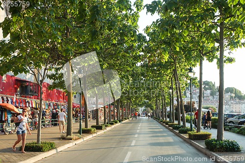 Image of Alley road with shops in Rovinj