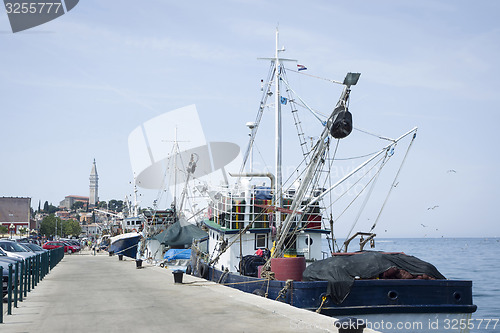 Image of Ships anchored at dock in Rovinj 