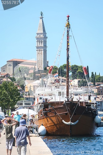 Image of Ship moored at dock in Rovinj 
