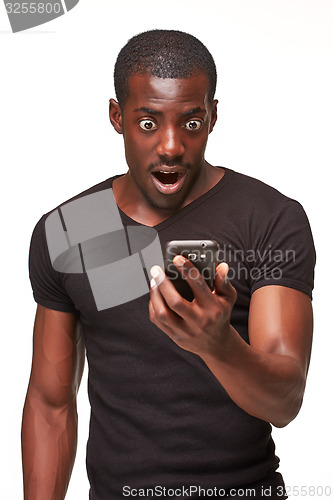 Image of Portrait of african man talking on the phone