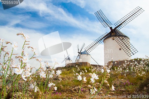 Image of Vintage windmills in La Mancha.